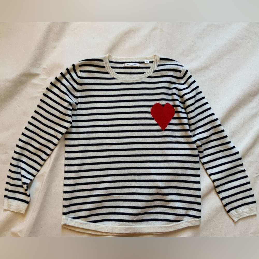 Chinti & Parker Cashmere Sweater with Red Heart S